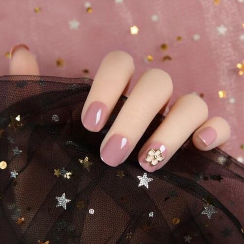 24Pcs/box Hyuna Style Floret Fairy Girls Wearable press on nail tips Full Cover Short size Detachable cute Fake Nails with Glue