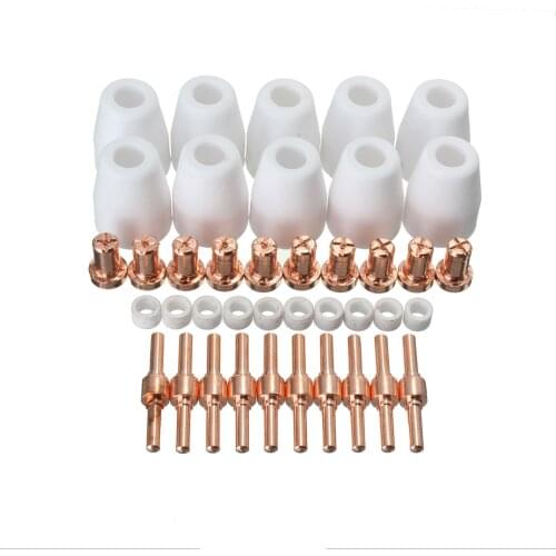 40Pcs/Set Ceramic + Metal Plasma Cutting Cutter Consumables Extended TIP Nozzle Electrode Plasma Cutting Torch PT 31