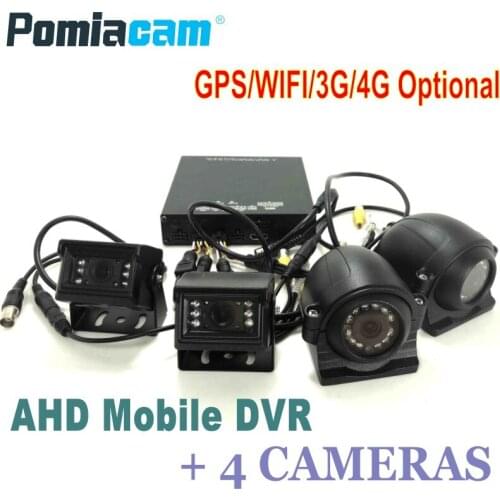 4CH HDD AHD Mobile DVR with 4 cameras HDVR9804 GPS WIFI G-Sensor 3G 4G Car Bus Vehicle DVR Mobile HDD video record system