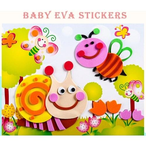 5pcs/lots Baby Educational 3D EVA Foam Stickers Handmade Toys Colorful Childrens Handicraft Puzzle Stickers