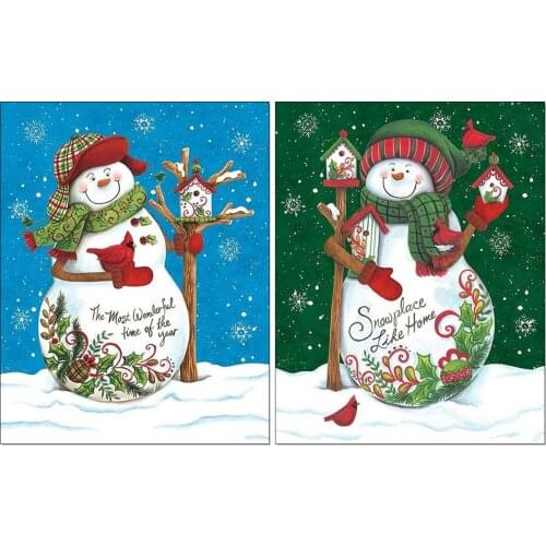 5D DIY Diamond Painting Snowman Full Drill Square Diamond Embroidery Mosaic Winter Snow Scene Christmas Decoration for Home Gift