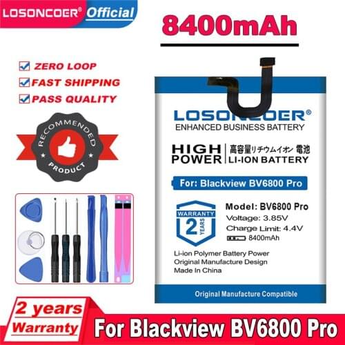 LOSONCOER 7900mAh 726280P BV6800 Battery For Blackview BV6800 Pro Battery IP68 Waterproof MT6750T Mobile Phone Battery