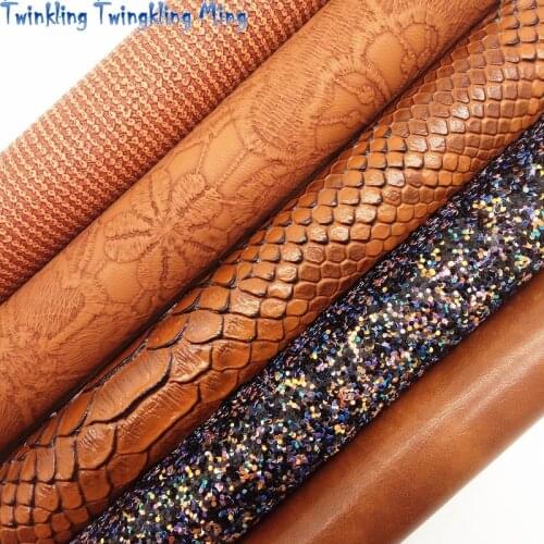Glitter Fabric, Embossed snake Flowers Synthetic Leather, Faux Fabric Sheets For Bow A4 21x29CM Twinkling Ming XM023K