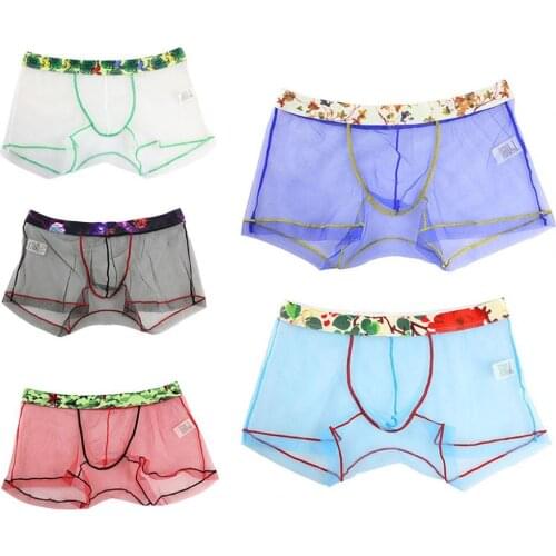 Men Underwear Comfortable Stylish See-through Mens Fishnet Briefs See-through Underwear