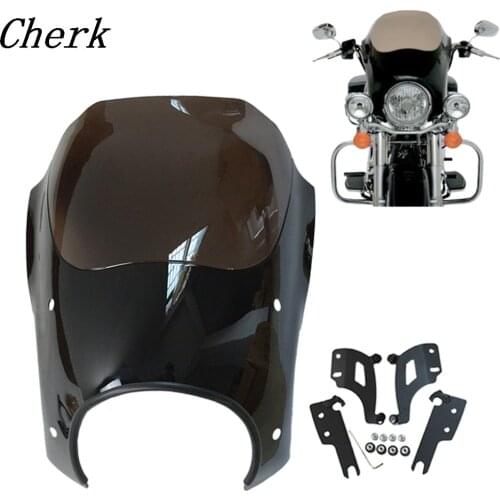 Smoke windshield Shades Bullet Headlight Fairing W/ Trigger Lock Mount Kit for Harley Touring Road King Custom Classic FLHRC