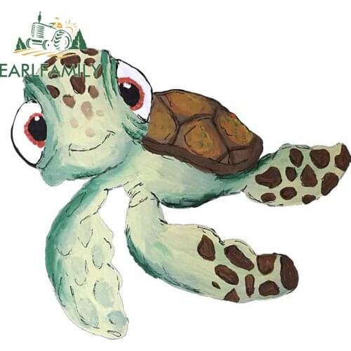 EARLFAMILY 13cm x 11.4cm for Squirt Turtle Vinyl Car Stickers Auto Laptop Personality Decal Creative Sunscreen Occlusion Scratch