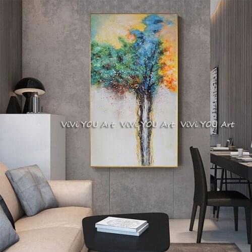 Large Size Flower Canvas Painting Artwork Handpainted Canvas lucky tree oil painting Wall Art painting Free Shipping homr decor
