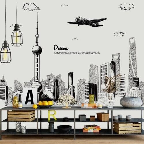Creative Black Tall Building Adhesive Wall Sticker Modern City Living Room Bedroom Sofa Background Decoration Poster