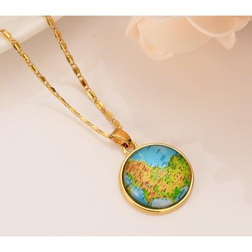 Africa Map Pendant Necklace for Women Gold Color Wholesale African Maps Hiphop men Item party gift daily wear