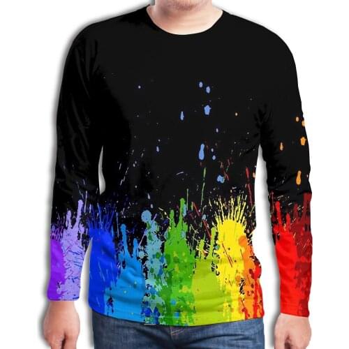 Summer fashion hot style mens graffiti painting 3D printing pattern, mens long-sleeved casual cool new shirt