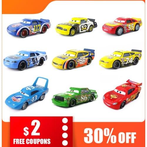 Disney Pixar Cars Racer No.4-No.123 Chick Hicks Lightning McQueen 1:55 Diecast Metal Model Car Toys For Children Kids Boys Gift