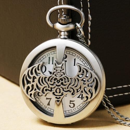 Cool Hollow Pattern Quartz Pocket Watch With Necklace Chain For Man/Boys/Children Gift