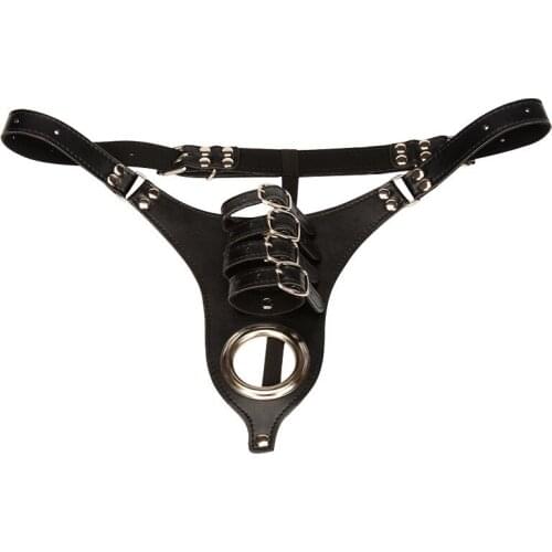 Mens leather underwear chastity cage panties cock bondage restraint sex belt male chastity thong belt lock penis cage sex toys