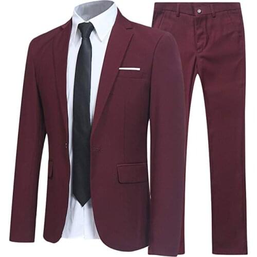 Slim Fit 2 Pieces Suit For Men Suits One Button Casual/Formal/Wedding Tuxedo Blazer Jacket & Trousers