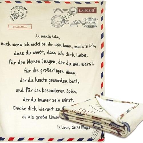 Adult Quality French Message Letter Print Soft Flannel Blanket Cover Bedspread Bed Sofa Decor Home Knit Blanket