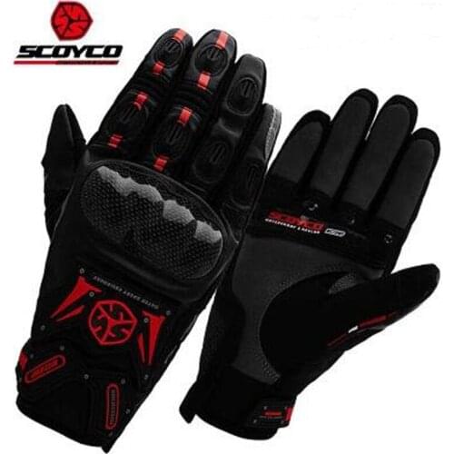New SCOYCO Winter Waterproof Warm Motorcycle Gloves MC20WP Full Finger Racing Glove Carbon Fiber Shell Motorbike Riding Glove