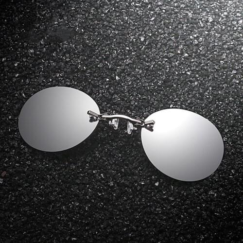 Rimless Driver Goggles Vintage Brand Mini Round Sun Glasses Fashion Clip On Nose Sunglasses Men Hacker Empire Matrix UV400