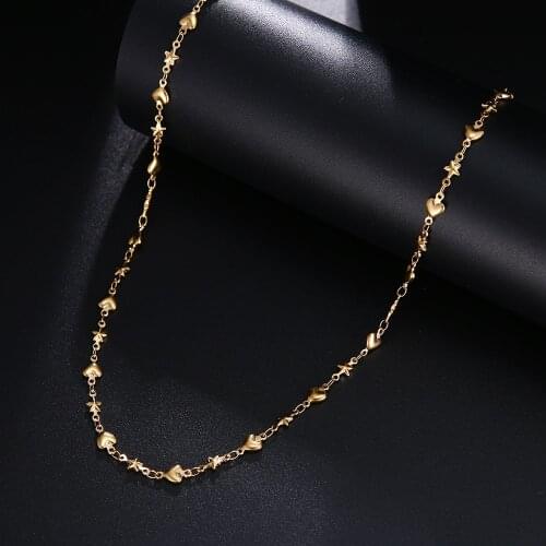 CACANA 316L Stainless Steel Chain Necklace Gold Silver Color Pendant Heart Shape Stars Do not Fade For Man And Women Jewelry