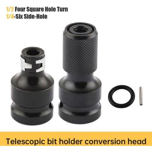 2pc Electric Wrench Conversion Head Hex 1/2 To /14 ex Ratchet Socket Wind Gun Telescopic Shell Wrench Socket Adapter Spanner Set