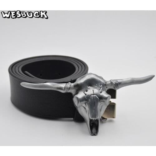 5 PCS MOQ WesBuck Brand Bull Head Skull Belt Buckle Metal Western Buckles For Men Women Belt Buckle Cowboy