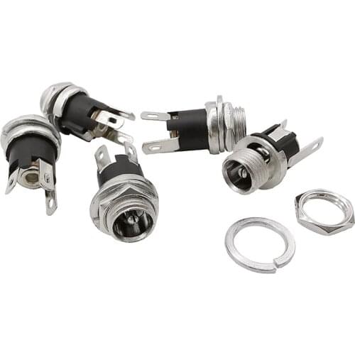5Pcs 5.5mm x 2.1mm DC Power Connector 5.5x 2.1mm DC Jack Socket Female Panel Mount Adapter DC025M