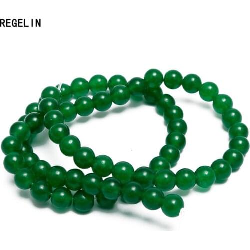 REGELIN Natural Stone Beads 4/6/8/10/12/14mm Round Green Crystal Quartz Stone Bead Women& Men Jewelry Bracelets DIY Jewelry