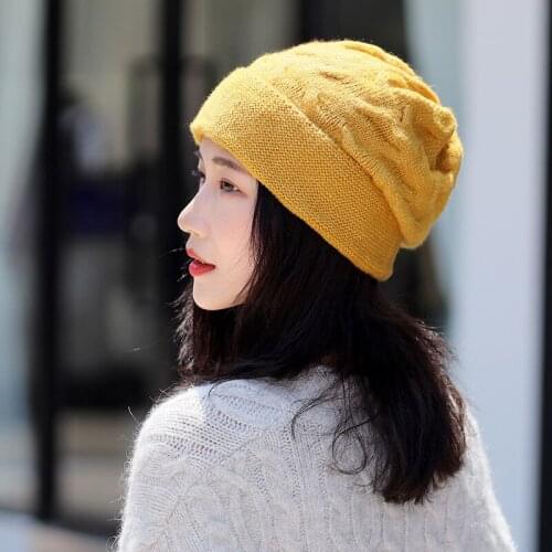 Imitation Rabbit Hair Caps Japanese Style Unisex Crimped Edge Street Style Simple Jacquard Striped Fashion Knitted Brimless Hat