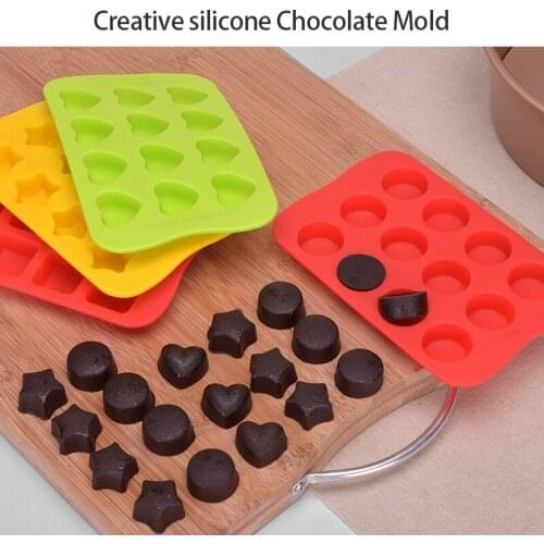 12 Holes Silicone Multi-shape Cupcake Chocolate Mold Cake Decor Baking Mold Ice Maker DIY Creative Small Ice Tray Mold