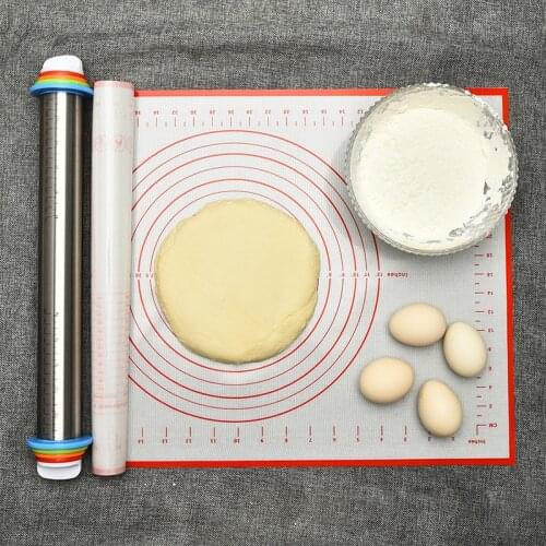 Silicone Pad Rolling Pin Set Baking Tool Kit Household Silicone Kneading Pad Non Stick Bread Pad