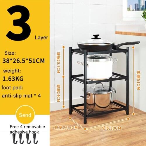 2/3 Tier Cookware Stand Storage Organizer ,Kitchen storage pot rack,Corner Shelf Lid Organizer Standing Storage Cabinet Pantry