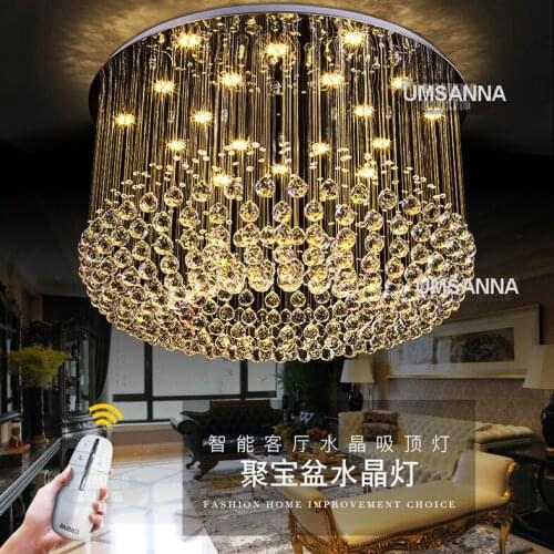 LED Dimmable Chandeliers Modern Crystal Chandelier Light Fixture 3 Light Colors Dimming Hanging Pendant Lamps Indoor Droplight