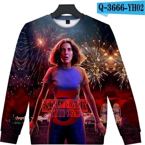 Pupular TV Stranger Things Hoodies 3D O-neck Sweatshirts Autumn Winter Long Sleeves Harajuku Sweatshirts Men Women Fashion Tops