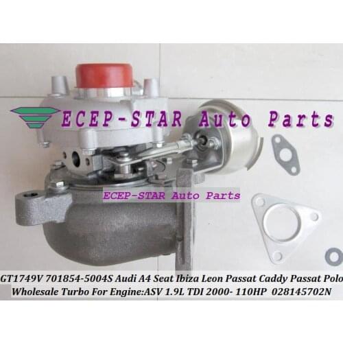 Free Ship GT1749V 701854 701854-0004 701854-0003 701854-002 Turbocharger Turbo For Audi A4 A6 For Seat Leon Vw COMBI Caddy 1.9L