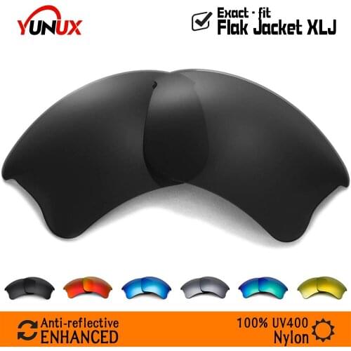 YUNUX Enhanced Nylon Lenses Replacement for Oakley Flak Jacket XLJ Sunglasses (Compatible Lens Only) - With Retail Packaging