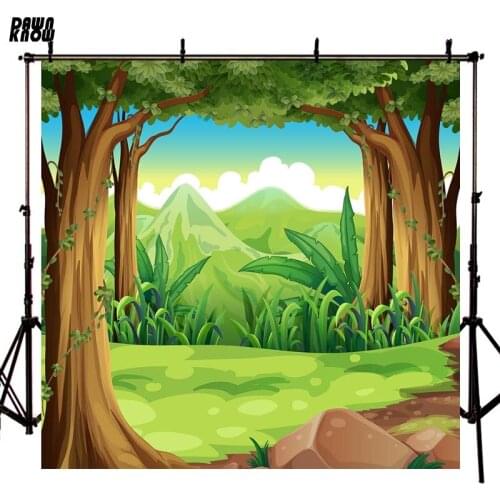 DAWNKNOW Cartoon Tree Forest Vinyl Photography Backdrops Baby Photocall Fairy Tale Photo Background For Photo Studio lv753