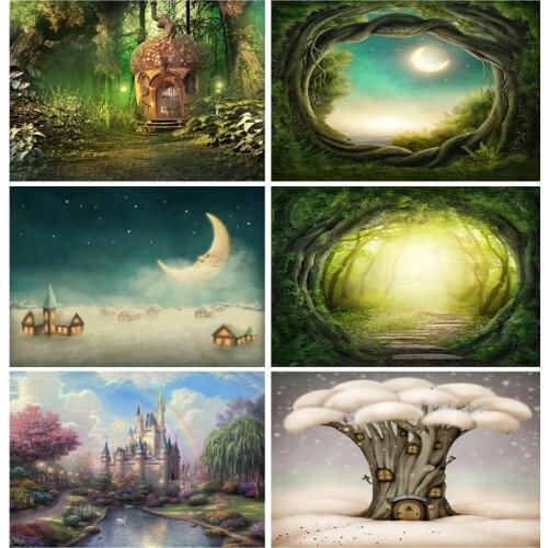 Vinyl Custom Dream Forest Castle Fairy Tale Children Photography Backdrops Cartoons Photo Background Studio Props 21405FMX-02
