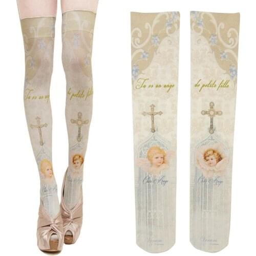 DDLG Girls Gothic Pantyhose Sexy Thin Socks 3D Printing Lolita COS