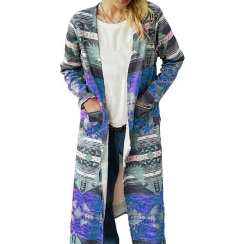 Women Trench Coat Positioning Geometric Printing Loose Overcoat Autumn Winter Thickened Long Sleeve Pockets Windbreaker 2021