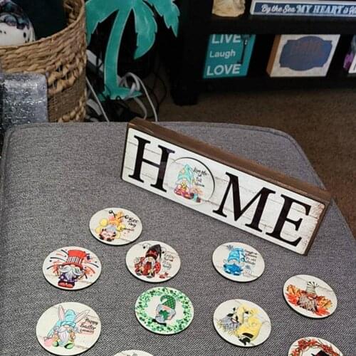 1 Set Gnome Sign Interchangeable Seasonal Wood Hanging Door Welcome Sign for Home Welcome Sign