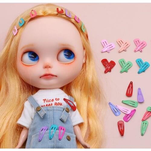 10PCS BJD Doll Accessories for Blyth 1/3 1/4 1/6 1/8 1/12 OB11 Doll Candy colors Mini hairpin Hair accessories 2cm Clip