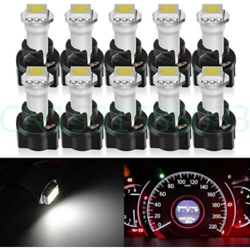10x White PC74 Twist Socket T5 Wedge 37 70 1-SMD 5050 LED Dashboard Instrument Cluster Light