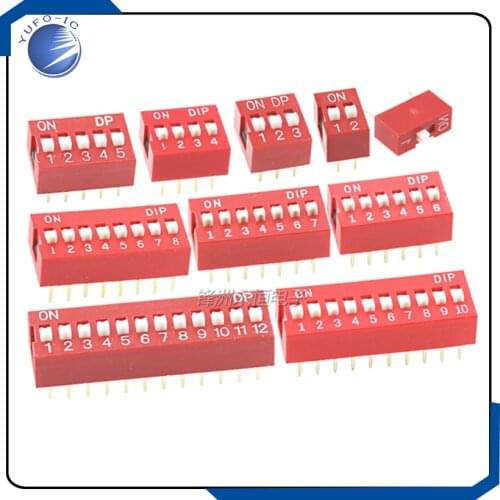 20PCS 1P 2P 3P 4P 5P 6P 7P 8P 9P 12 PIN bits 2.54mm DIP switch/digital toggle switch red & blue 1/2/3/4/5/6/7/8/10/12 Position