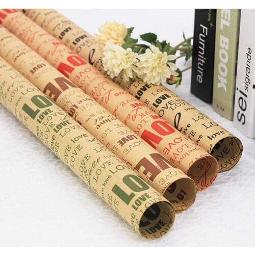20 pcs/set Kraft Paper Gift Packaging Flower Wrapping Paper Florist Bouquet Wrap Newspaper Paper Material Thanksgiving for Party