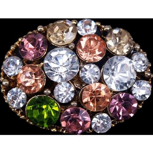 30piece Multicolor Crystal Rhinestones Gold Tone Oval Button Decorated Scrapbooking Sewing Supplies for Garment Coat Cloth NK300