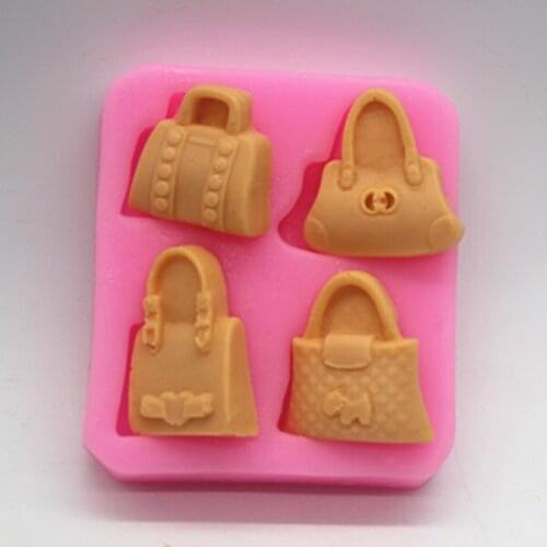 4 cavity Silicone mold bag shape handmade soap mould Fondant cake chocolate decoration mold clay craft mold