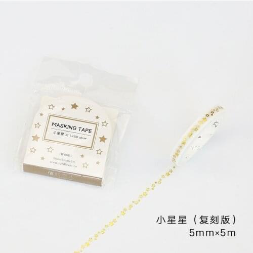 5mm Wide Retro Golden Shining Stars Sky Decoration Washi Tape DIY Planner Diary Scrapbooking Masking Tape Escolar