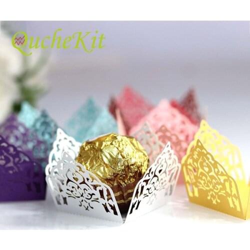 50pcs Flower Lace Laser Cut Candy Bar Box Wedding Favor Chocolate Bar Packing For Guests Baby Shower Party Gifts Decoration