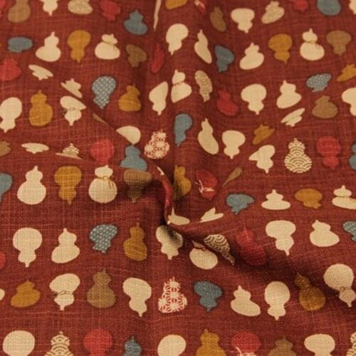 CF833 Gourd Printed Fabric Bamboo Cotton Fabric Chinese Style Dress/Table Cloth/Curtain/Clothes DIY Sewing Patchwork Materials
