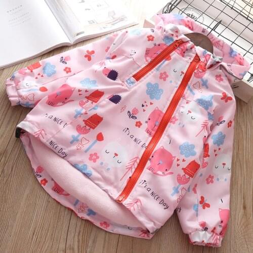 Kids Winter Jacket Dark Fall Clothes For children Warm Thick Outerwear Coat Leisure Floral Girls Hoody Top Quality 4 5 6 7 years