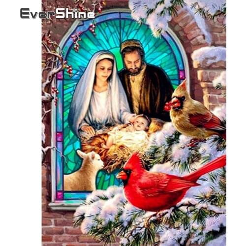 Evershine Diamond Painting Religions Icon Cross Stitch Kit Full Square Diamond Embroidery Portrait Full Set Rhinestone Pictures